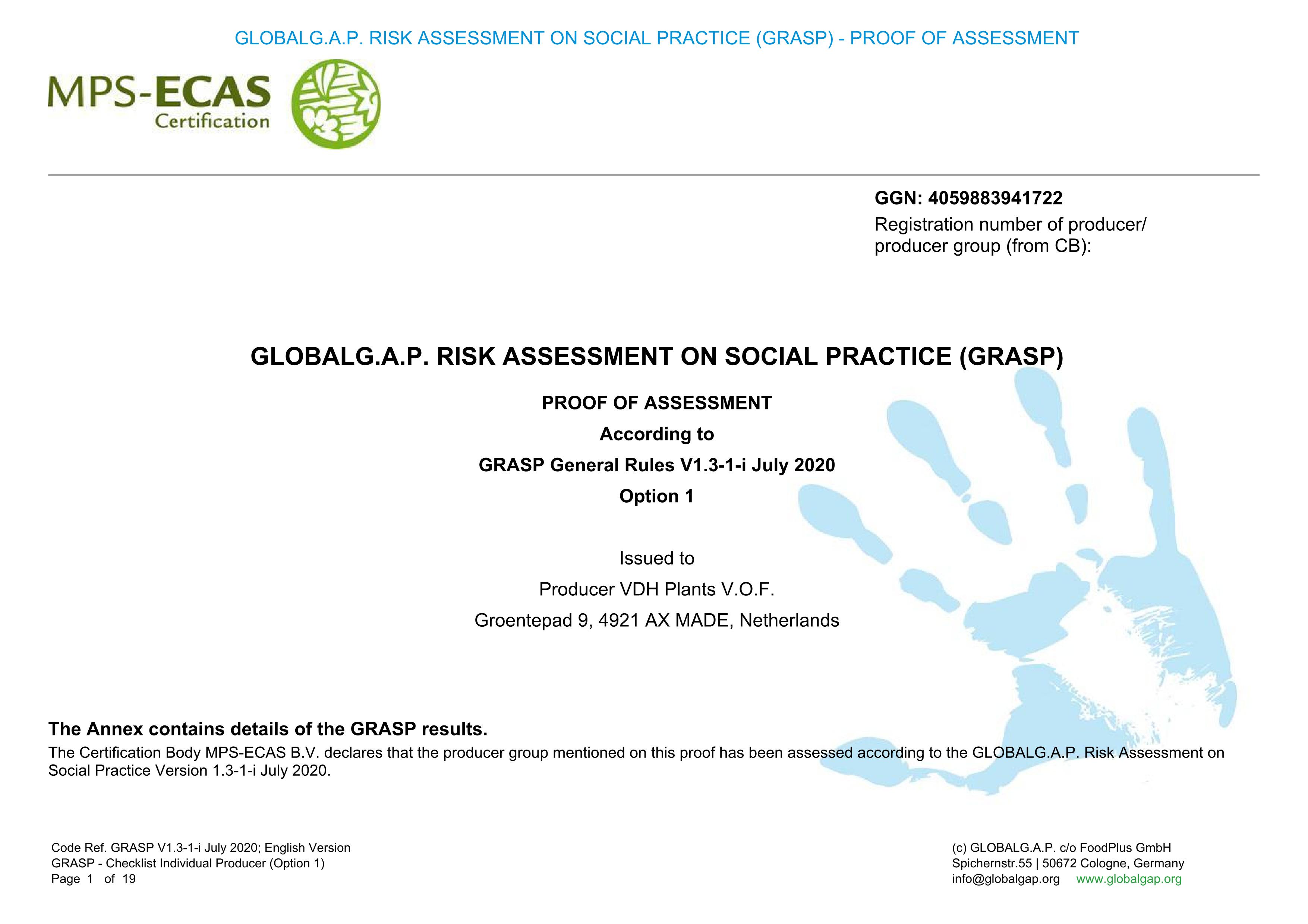 certificaat GRASPP voorblad